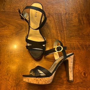 ANA platform black sandals